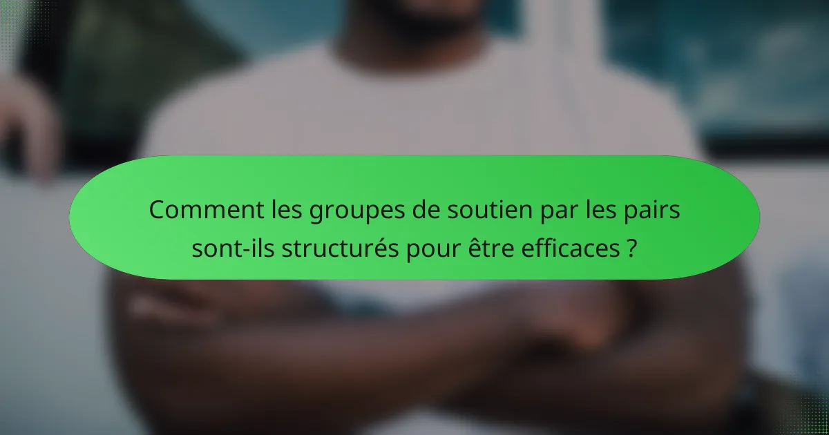 Comment les groupes de soutien par les pairs sont-ils structurés pour être efficaces ?